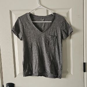 Madewell Gray V-Neck Short Sleeve Tee
